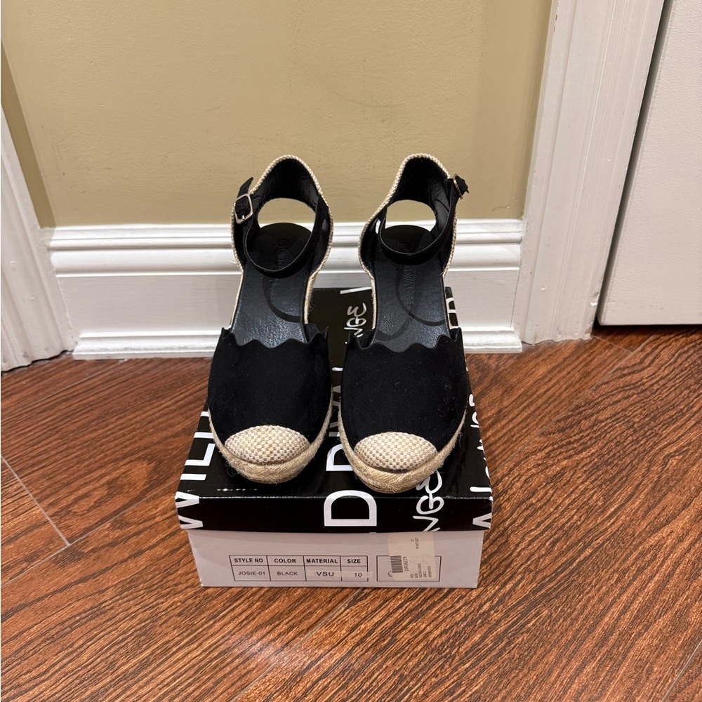 Wild Dive Lounge Black Espadrilles Wedge Sandals